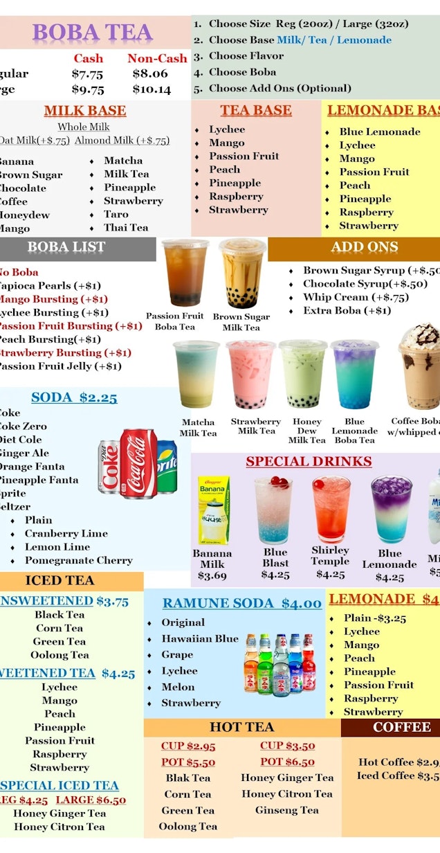 Part 1 of the drink menu at Cana Korean Restaurant
