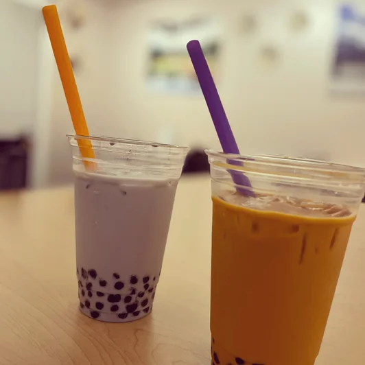 Refreshing teas served at Cana Korean Restaurant, including boba topping